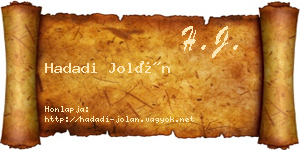 Hadadi Jolán névjegykártya